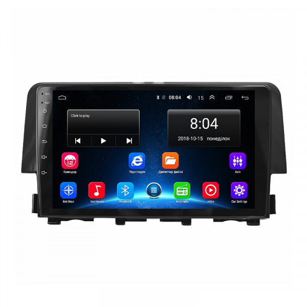Штатная магнитола Lesko для Honda Civic X 2015-2021 экран 9" 2/32Gb Wi-Fi GPS Base