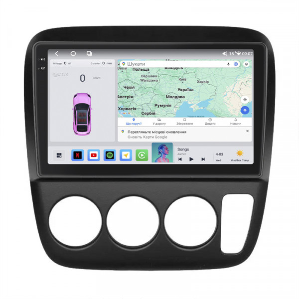 Штатная магнитола Lesko для Honda CR-V I Рестайлинг 1999-2001 экран 9" 4/64 QLED CarPlay 4G Wi-Fi GPS 360 Prime