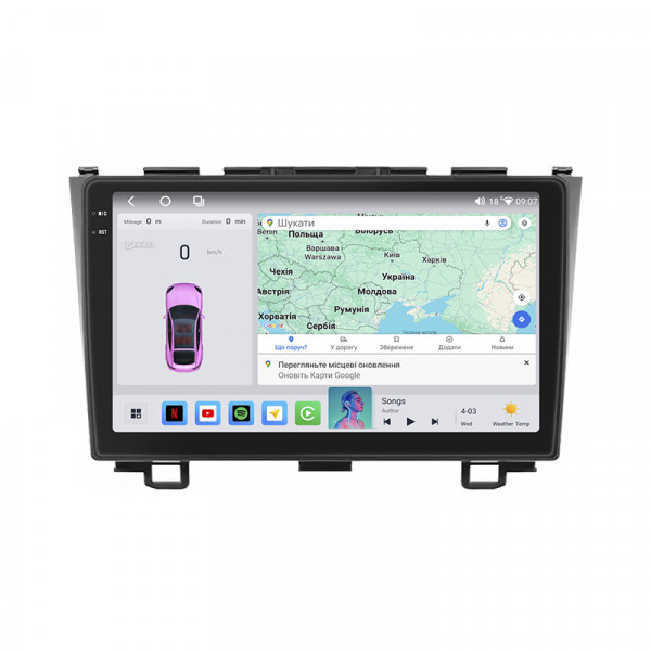 Штатная магнитола Lesko для Honda CR-V III Рестайлинг 2009-2012 экран 9" 4/64 QLED CarPlay 4G Wi-Fi GPS 360 Prime