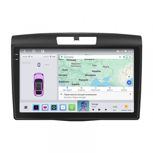 Штатная магнитола Lesko для Honda CR-V IV 2011-2015 экран 9" 4/64 QLED CarPlay 4G Wi-Fi GPS 360 Prime