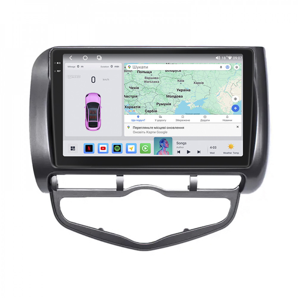 Штатная магнитола Lesko для Honda Fit I Auto AC 2001-2008 экран 9" 4/64 QLED CarPlay 4G Wi-Fi GPS 360 Prime