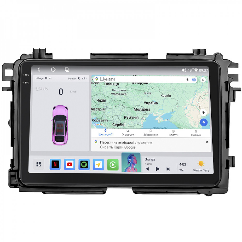 Штатная магнитола Lesko для Honda HR-V II Рестайлинг 2018-н.в. экран 9" 4/64 QLED CarPlay 4G Wi-Fi GPS 360 Prime