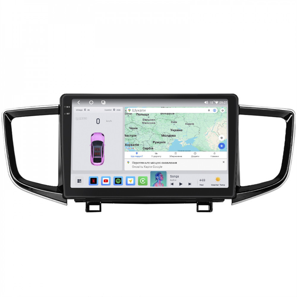 Штатная магнитола Lesko для Honda Pilot III Рестайлинг 2018-н.в. экран 10" 4/64 QLED CarPlay 4G Wi-Fi GPS 360 Prime