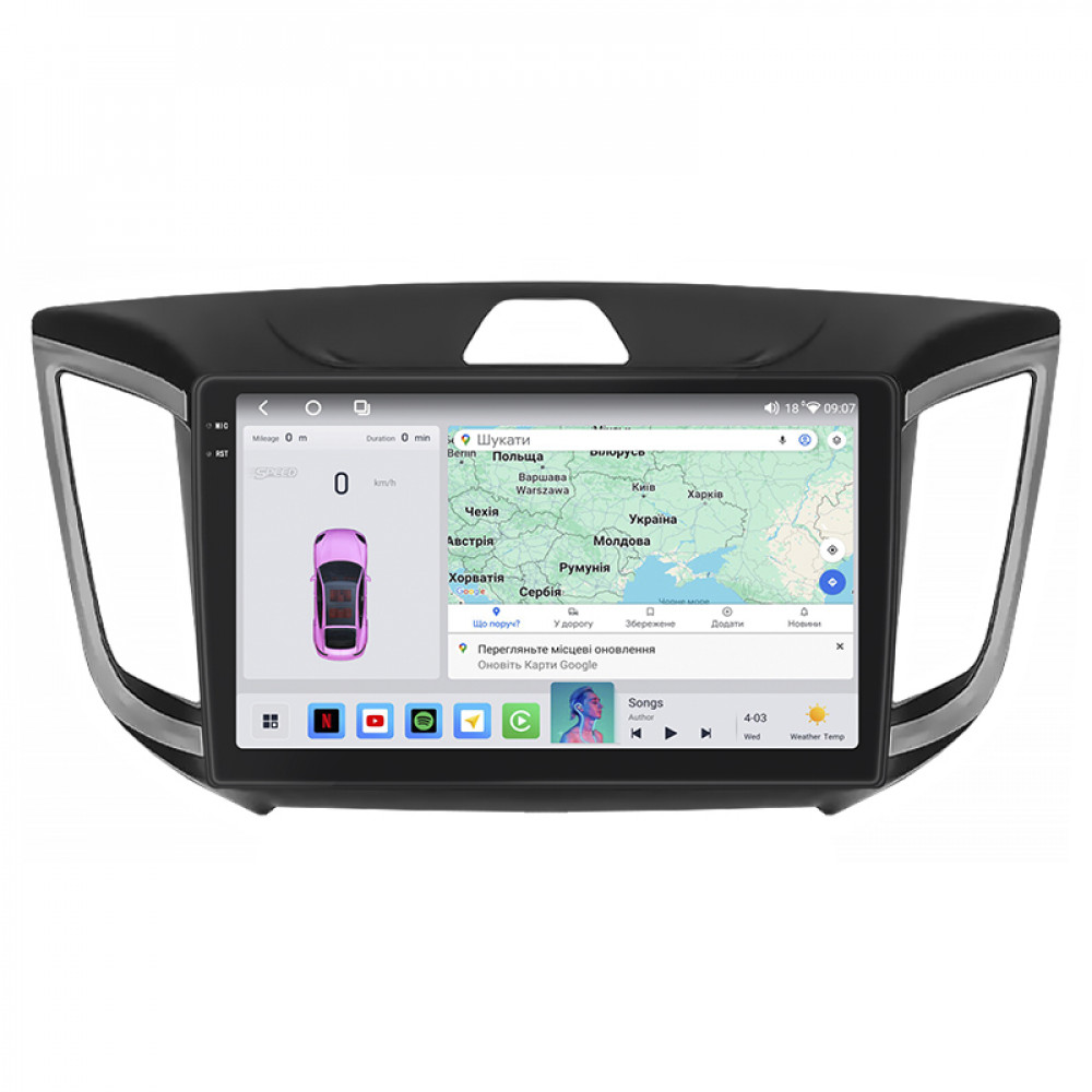 Штатная магнитола Lesko для Hyundai Creta I 2016-2020 экран 10" 4/64 QLED CarPlay 4G Wi-Fi GPS 360 Prime