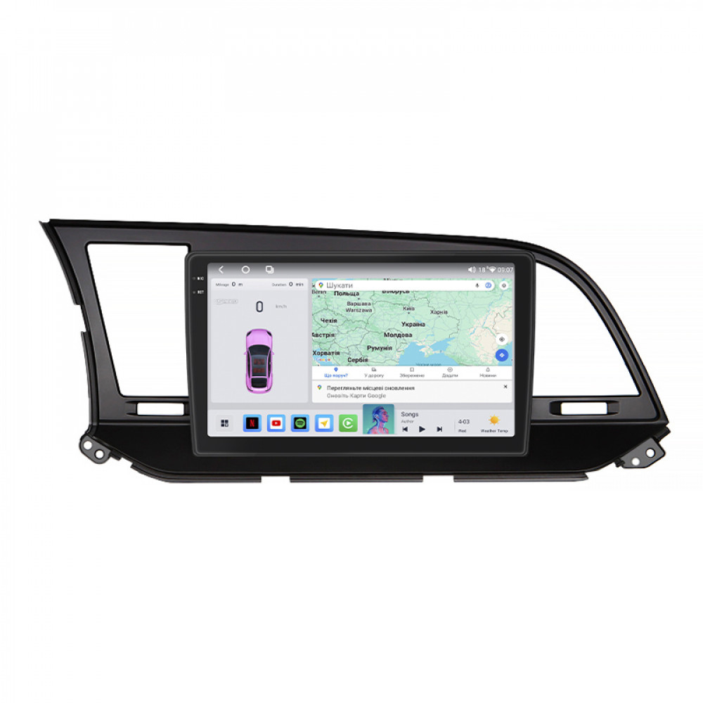 Штатная магнитола Lesko для Hyundai Elantra VI (AD) 2015-2019 экран 9" 4/64 QLED CarPlay 4G Wi-Fi GPS 360 Prime