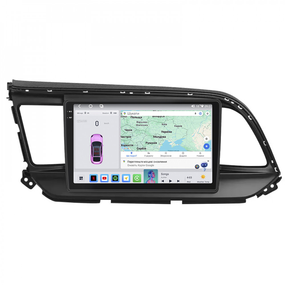 Штатная магнитола Lesko для Hyundai Elantra VI (AD) Рестайлинг ver 2 2018-2020 экран 9" 4/64 QLED CarPlay 4G Wi-Fi GPS 360 Prime