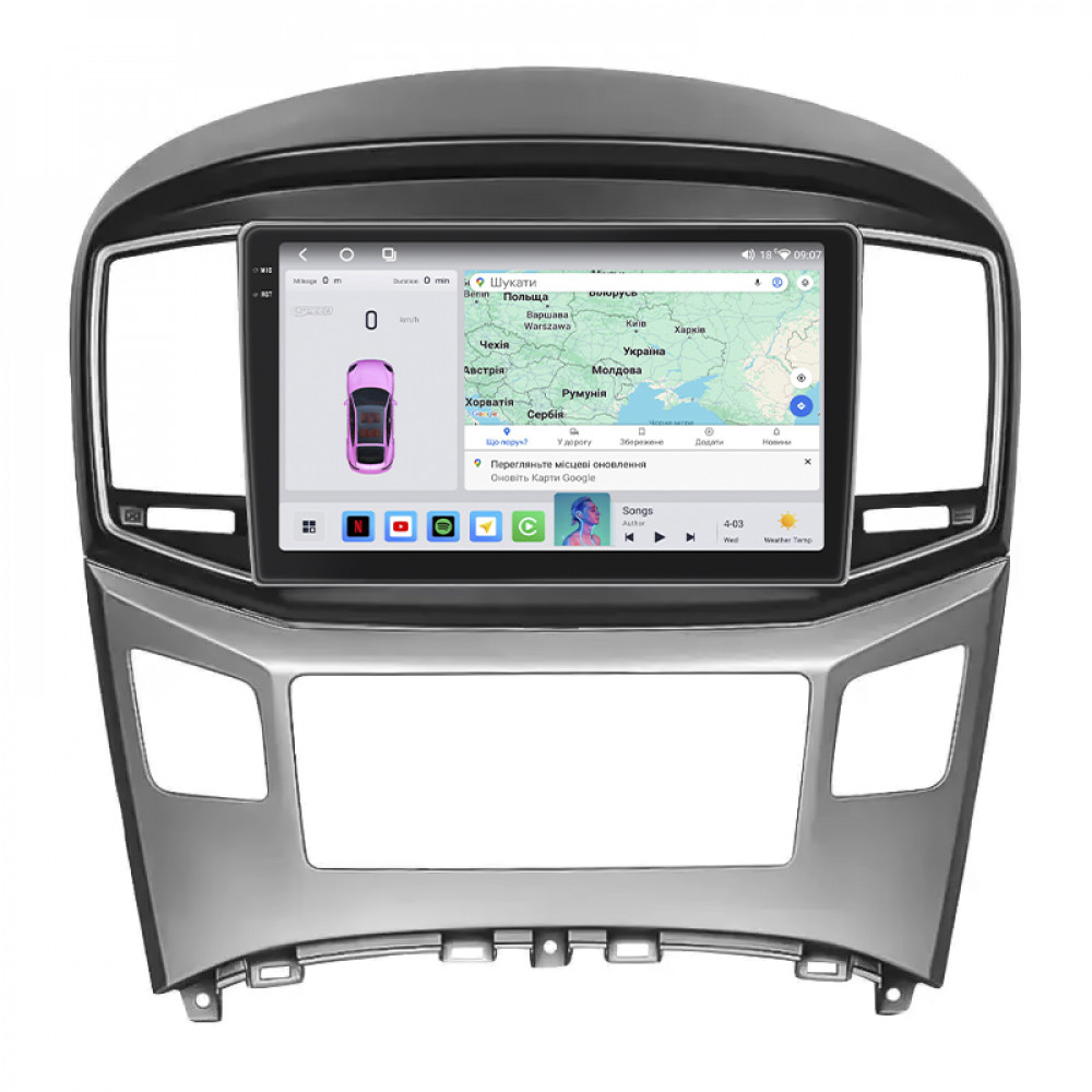 Штатная магнитола Lesko для Hyundai Grand Starex I Рестайлинг 2 2017-2021 экран 9" 4/64 QLED CarPlay 4G Wi-Fi GPS 360 Prime