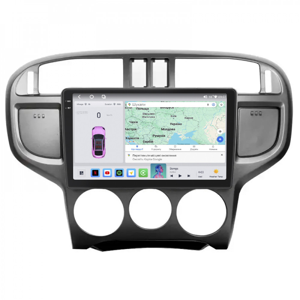 Штатная магнитола Lesko для Hyundai Matrix I 2001-2005 экран 9" 4/64 QLED CarPlay 4G Wi-Fi GPS 360 Prime