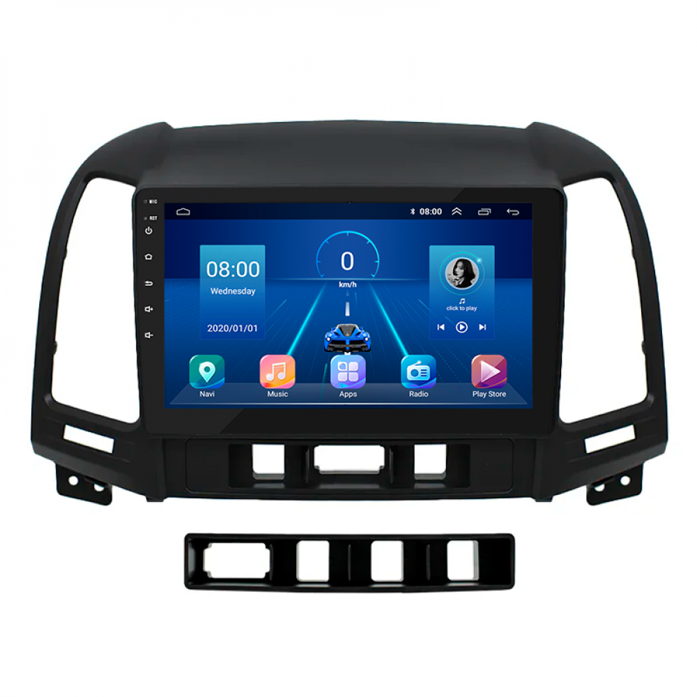 Штатная магнитола Lesko для Hyundai Santa Fe II Рестайлинг 2009-2012 экран 9" 6/128Gb 4G Wi-Fi GPS Top