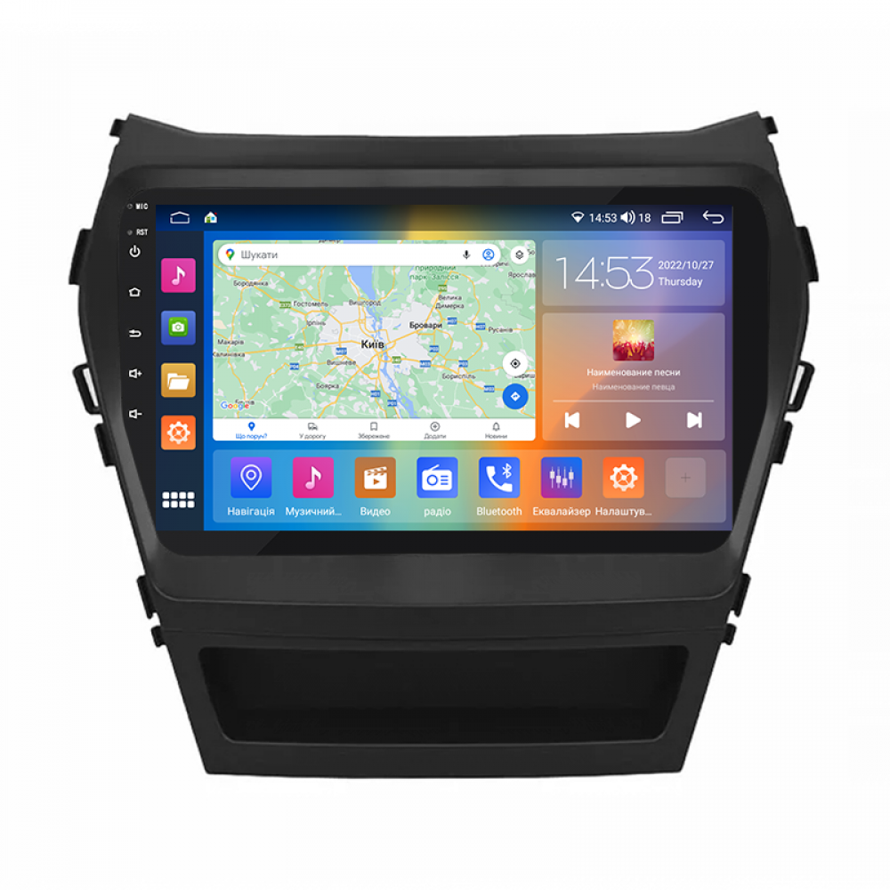 Штатная магнитола Lesko для Hyundai Santa Fe III Рестайлинг 2015-2018 экран 9" 2/32Gb CarPlay 4G Wi-Fi GPS Prime