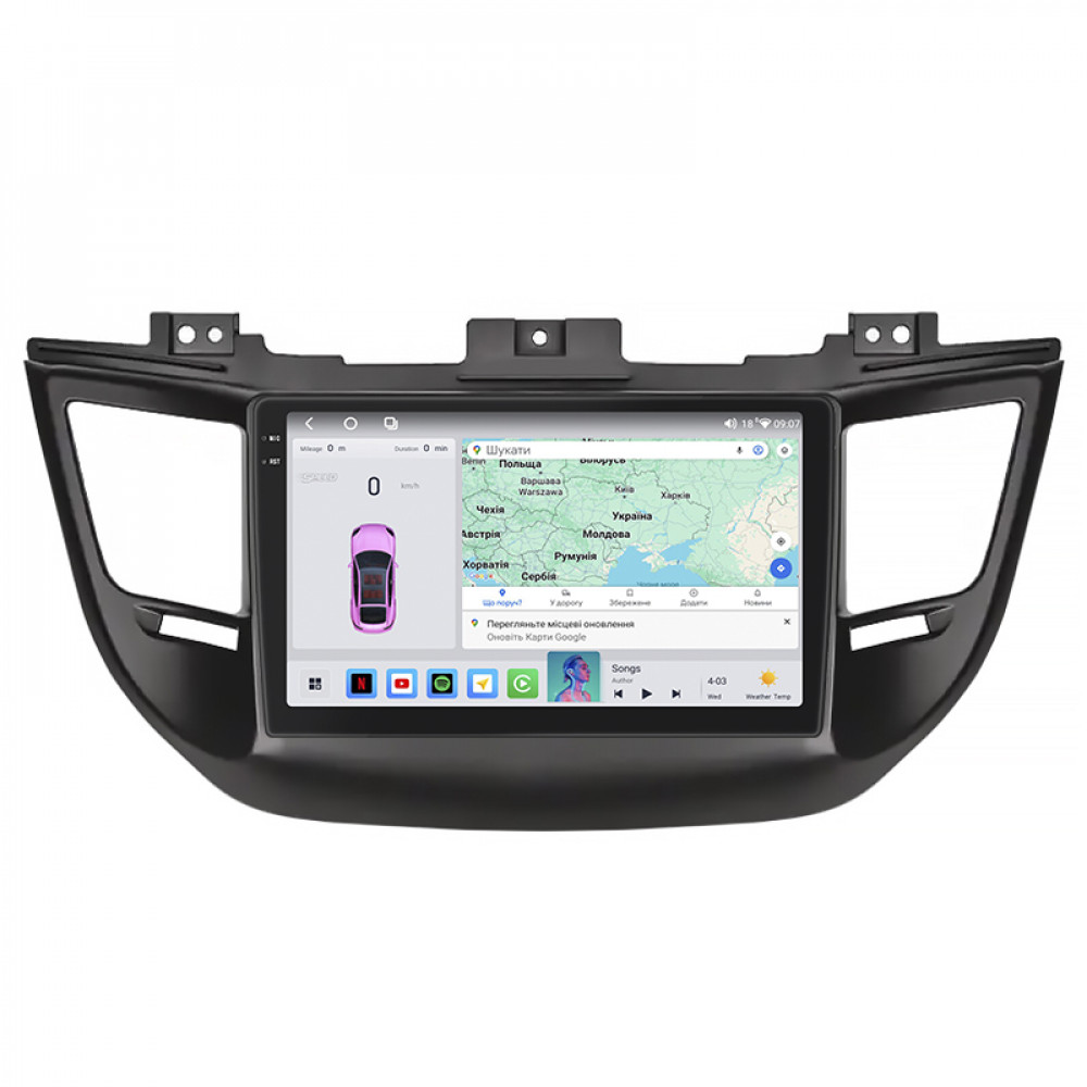 Штатная магнитола Lesko для Hyundai Tucson III 2015-2018 экран 9" 4/64 QLED CarPlay 4G Wi-Fi GPS 360 Prime