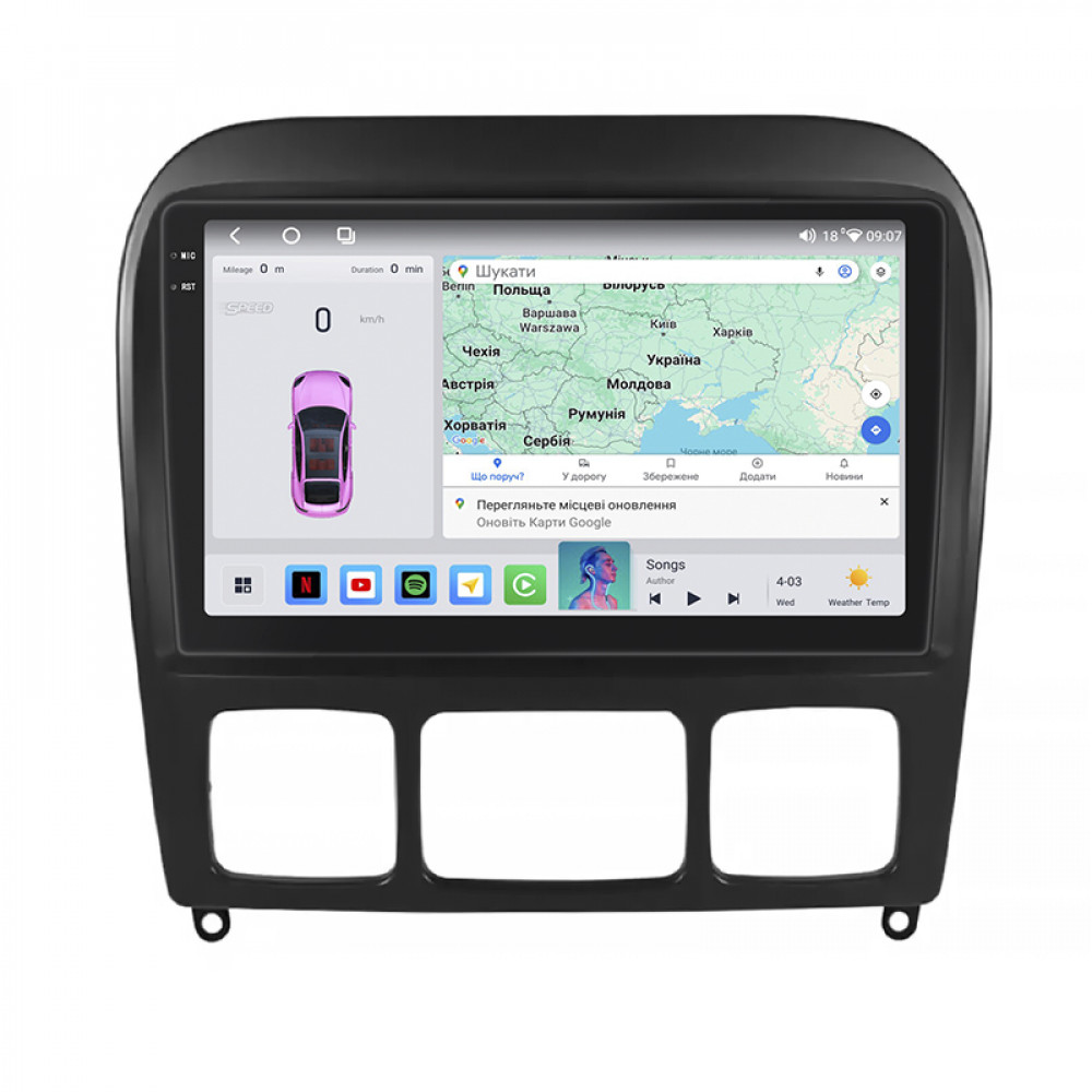 Штатная магнитола Lesko для Mercedes-Benz S-Класс IV (W220) 1998-2005 экран 9" 4/64 QLED CarPlay 4G Wi-Fi GPS 360 Prime