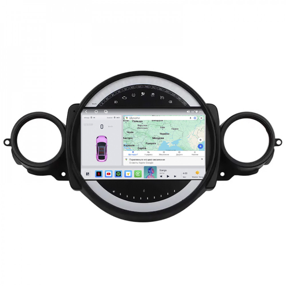 Штатная магнитола Lesko для MINI Cabrio II Рестайлинг 2010-2015 экран 9" 4/64 QLED CarPlay 4G Wi-Fi GPS 360 Prime