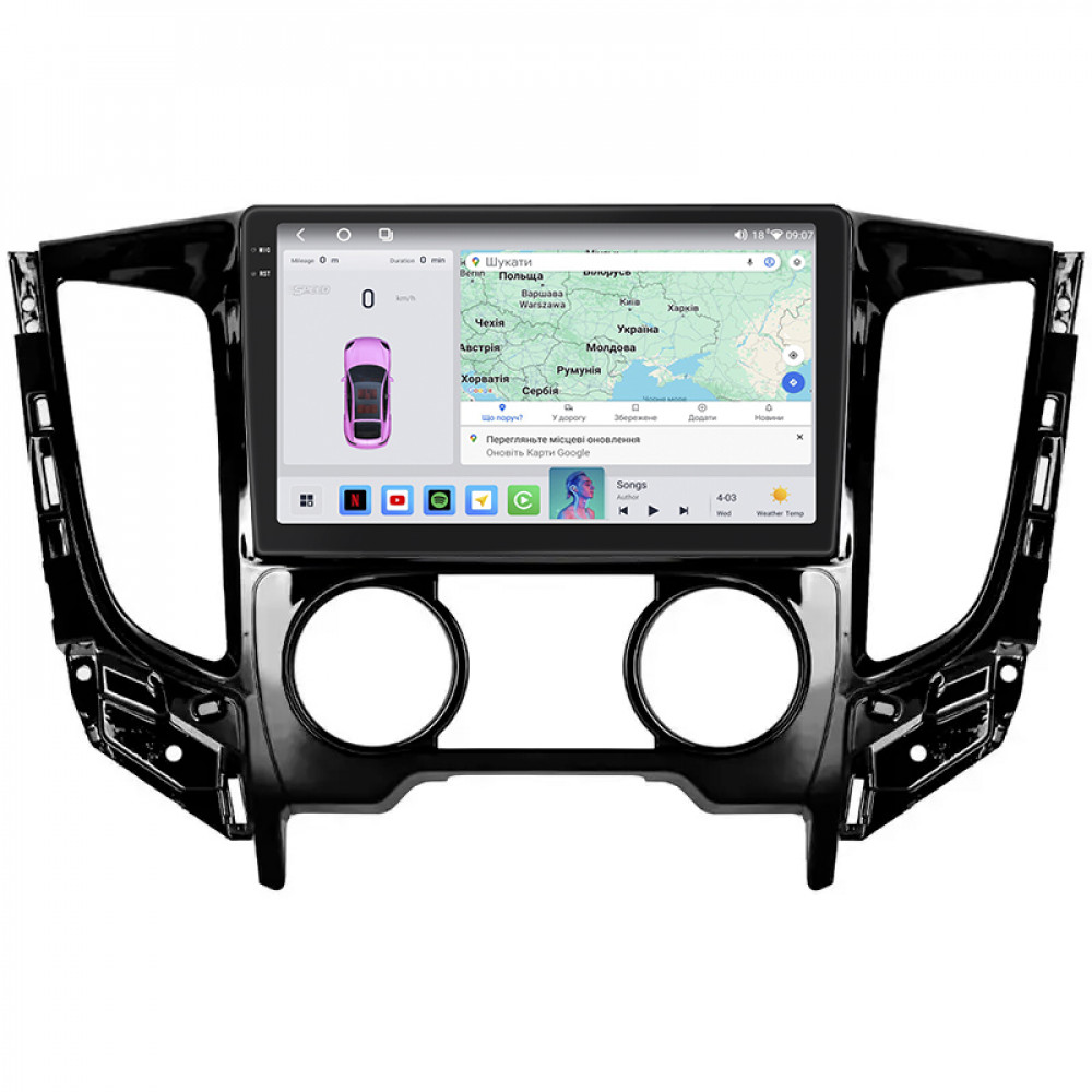 Штатная магнитола Lesko для Mitsubishi L200 V Manual AC 2015-2019 экран 9" 4/64 QLED CarPlay 4G Wi-Fi GPS 360 Prime