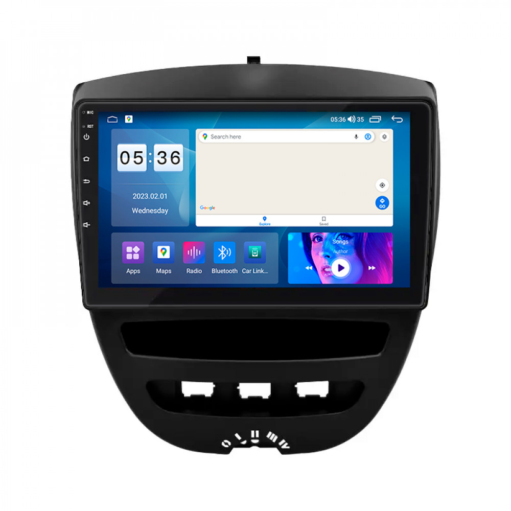 Штатная магнитола Lesko для Peugeot 107 I Рестайлинг 2009-2012 экран 10" 2/32Gb CarPlay 4G Wi-Fi GPS Prime