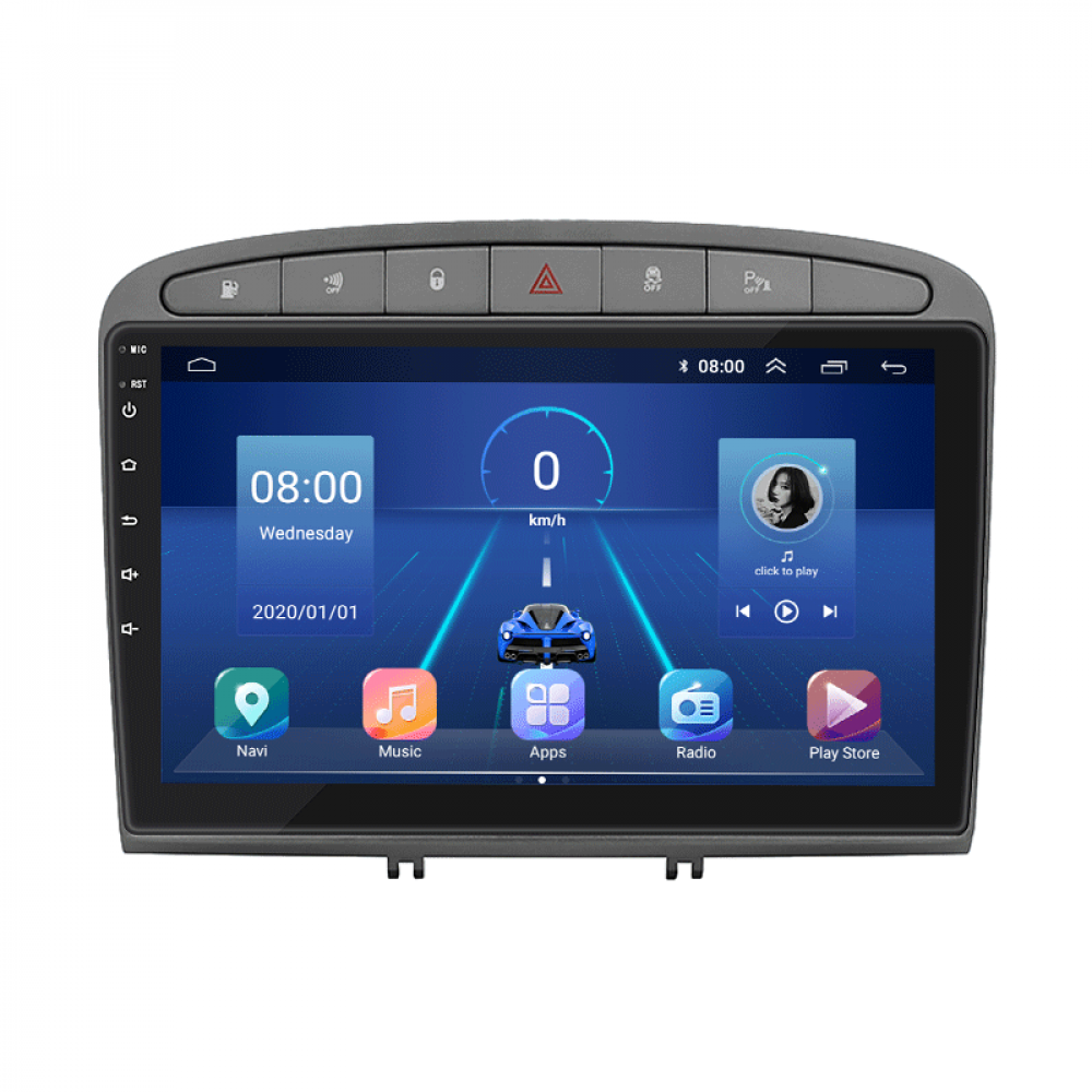 Штатная магнитола Lesko для Peugeot 408 I Рестайлинг 2017-н.в. экран 9" 6/128Gb 4G Wi-Fi GPS Top