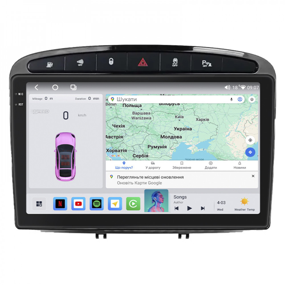 Штатная магнитола Lesko для Peugeot RCZ I 2010-2012 экран 9" 4/64 QLED CarPlay 4G Wi-Fi GPS 360 Prime