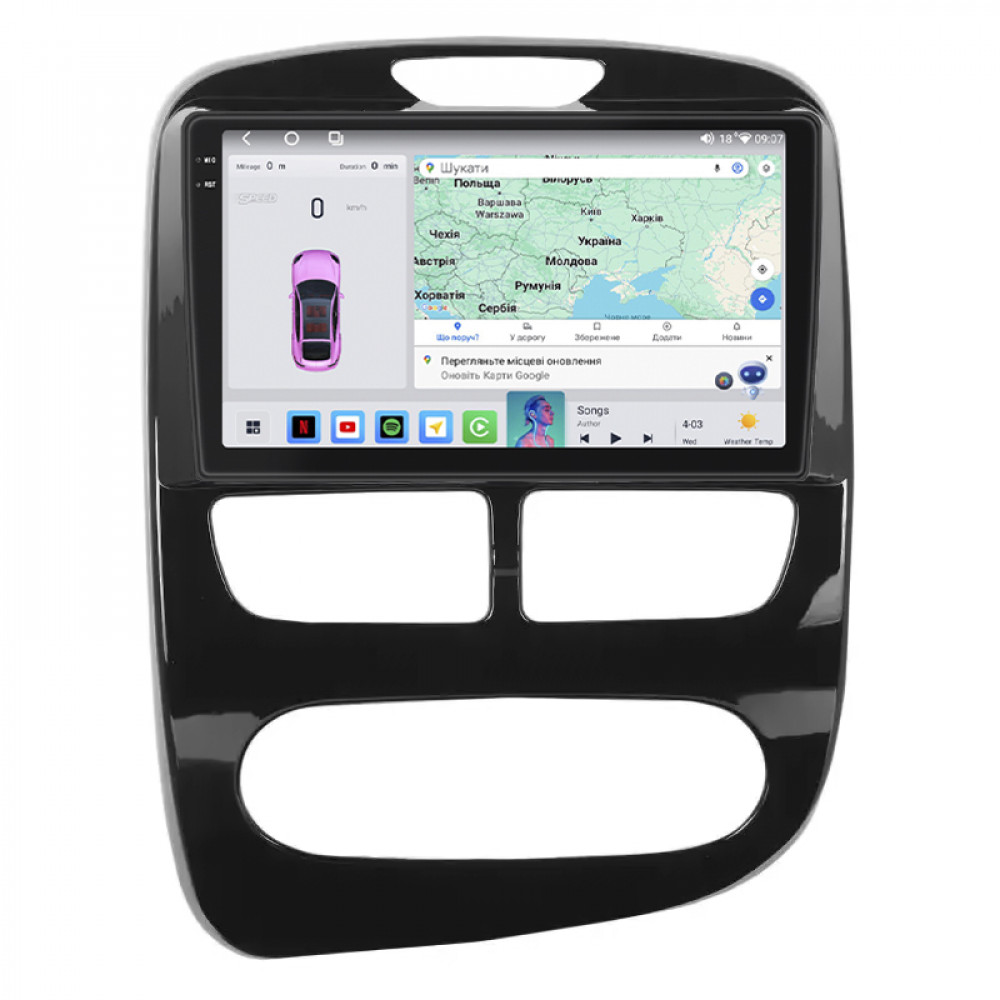 Штатная магнитола Lesko для Renault Clio IV 2012-2016 экран 9" 4/64 QLED CarPlay 4G Wi-Fi GPS 360 Prime