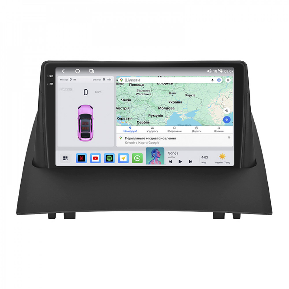 Штатная магнитола Lesko для Renault Megane II 2002-2006 экран 9" 4/64 QLED CarPlay 4G Wi-Fi GPS 360 Prime