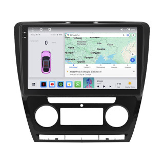 Штатная магнитола Lesko для Skoda Octavia II (A5) Рестайлинг 2008-2013 экран 10" 4/64 QLED CarPlay 4G Wi-Fi GPS 360 Prime