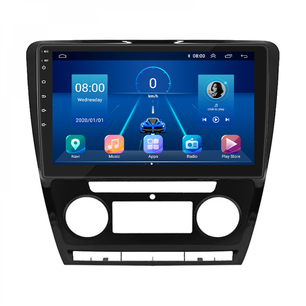 Штатная магнитола Lesko для Skoda Octavia II (A5) Рестайлинг 2008-2013 экран 10" 2/32Gb 4G Wi-Fi GPS Top