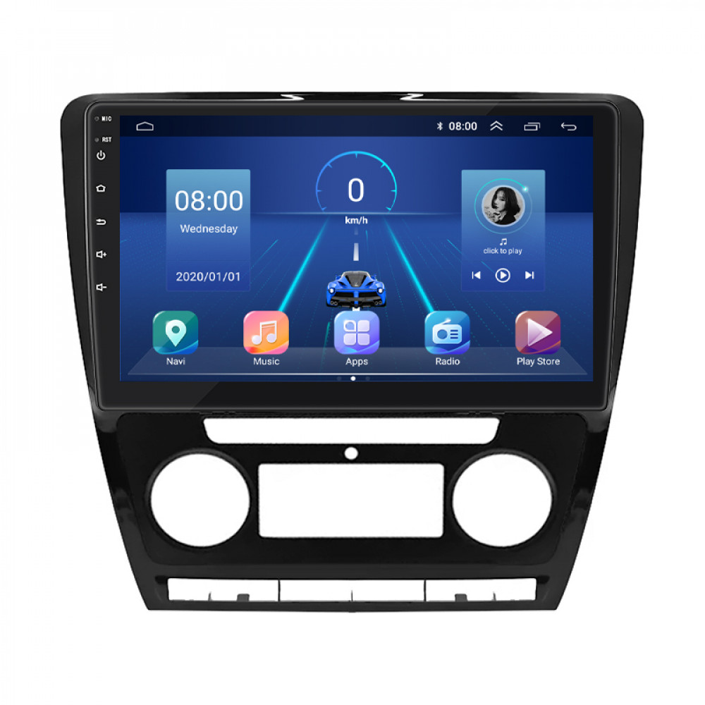 Штатная магнитола Lesko для Skoda Octavia II (A5) Рестайлинг 2008-2013 экран 10" 4/32Gb 4G Wi-Fi GPS Top