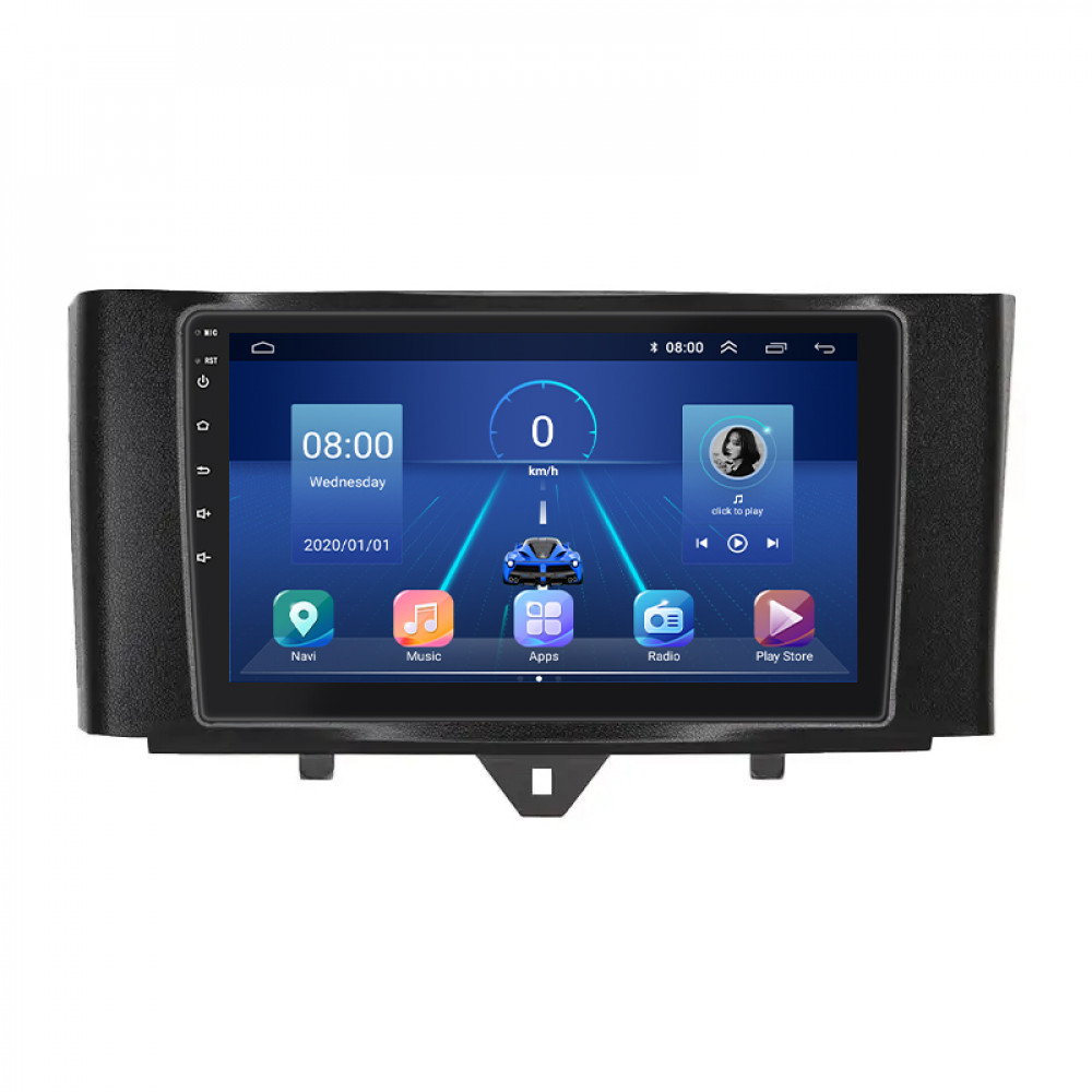 Штатная магнитола Lesko для Smart Fortwo 452 2011-2017 экран 9" 6/128Gb 4G Wi-Fi GPS Top