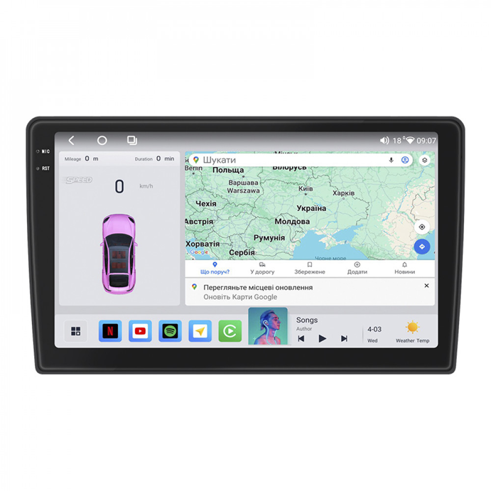 Штатная магнитола Lesko для Suzuki Ignis II (HR) 2003-2008 экран 10" 4/64 QLED CarPlay 4G Wi-Fi GPS 360 Prime