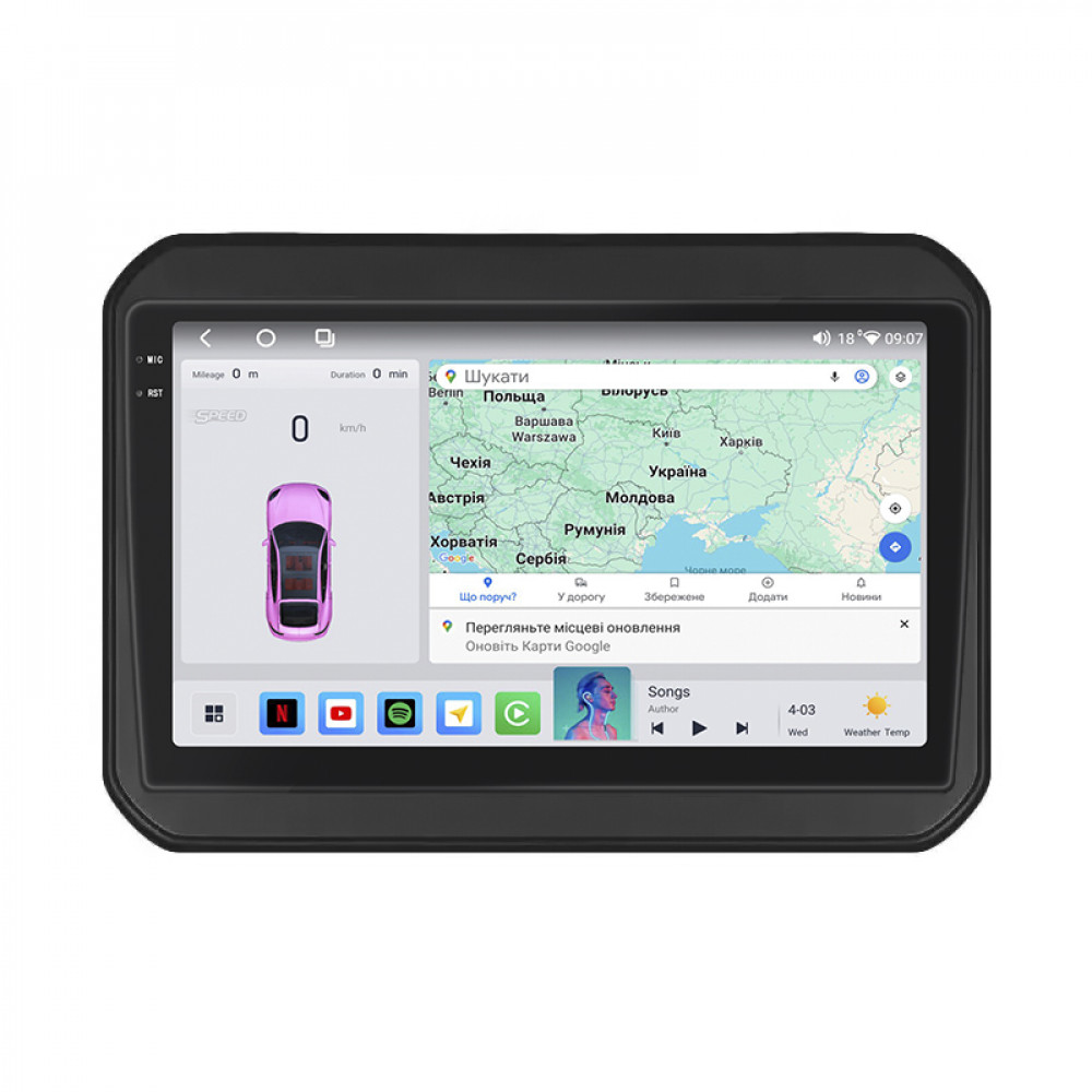 Штатная магнитола Lesko для Suzuki Ignis III Рестайлинг 2020-н.в. экран 9" 4/64 QLED CarPlay 4G Wi-Fi GPS 360 Prime