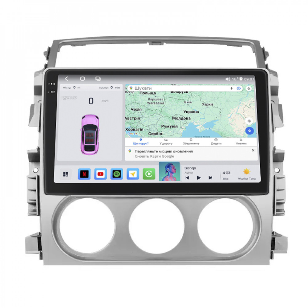 Штатная магнитола Lesko для Suzuki Liana I Рестайлинг 2004-2008 экран 9" 4/64 QLED CarPlay 4G Wi-Fi GPS 360 Prime