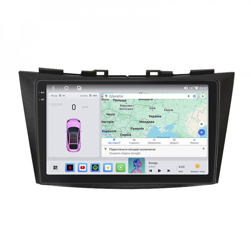 Штатная магнитола Lesko для Suzuki Swift IV 2011-2013 экран 9" 4/64 QLED CarPlay 4G Wi-Fi GPS 360 Prime