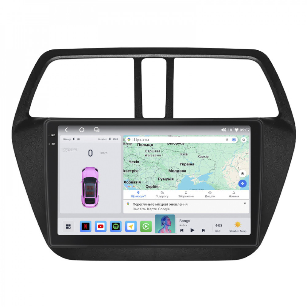 Штатная магнитола Lesko для Suzuki SX4 II (S-Cross) 2013-2016 экран 9" 4/64 QLED CarPlay 4G Wi-Fi GPS 360 Prime