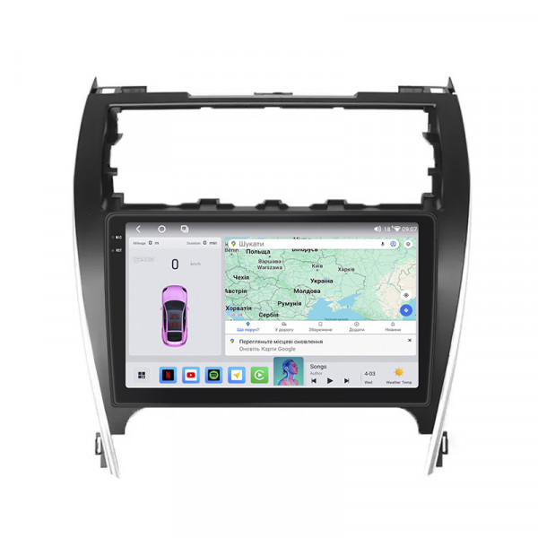 Штатная магнитола Lesko для Toyota Camry (USA) VII (V55) 2011-2015 экран 10" 4/64 QLED CarPlay 4G Wi-Fi GPS 360 Prime