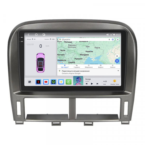 Штатная магнитола Lesko для Toyota Celsior III (F30) ver 2 2000-2003 экран 9" 4/64 QLED CarPlay 4G Wi-Fi GPS 360 Prime