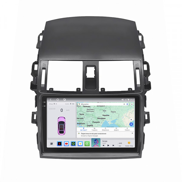 Штатная магнитола Lesko для Toyota Corolla IX (E120, E130) Рестайлинг 2003-2007 экран 9" 4/64 QLED CarPlay 4G Wi-Fi GPS 360 Prime