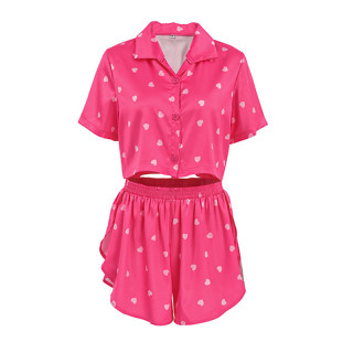Женский комплект для дома и сна 2S5247B рубашка и шорты женская пижама розовая с сердечками S