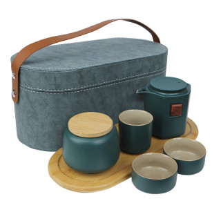 Дорожный набор 45521 для чайной церемонии из 7 предметов керамический Dark Green