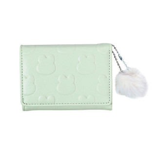 Женский кошелек EASTERN STAR C325-44 для карт повседневный с принтом кролика пушистым шариком Light Green