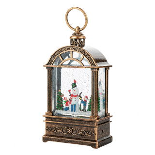 Декоративный фонарь новогодний 2024 11*6,5*21 см рождественское украшения для дома USB+Батарейким подвесной с подсветкой Снеговик и ребенок