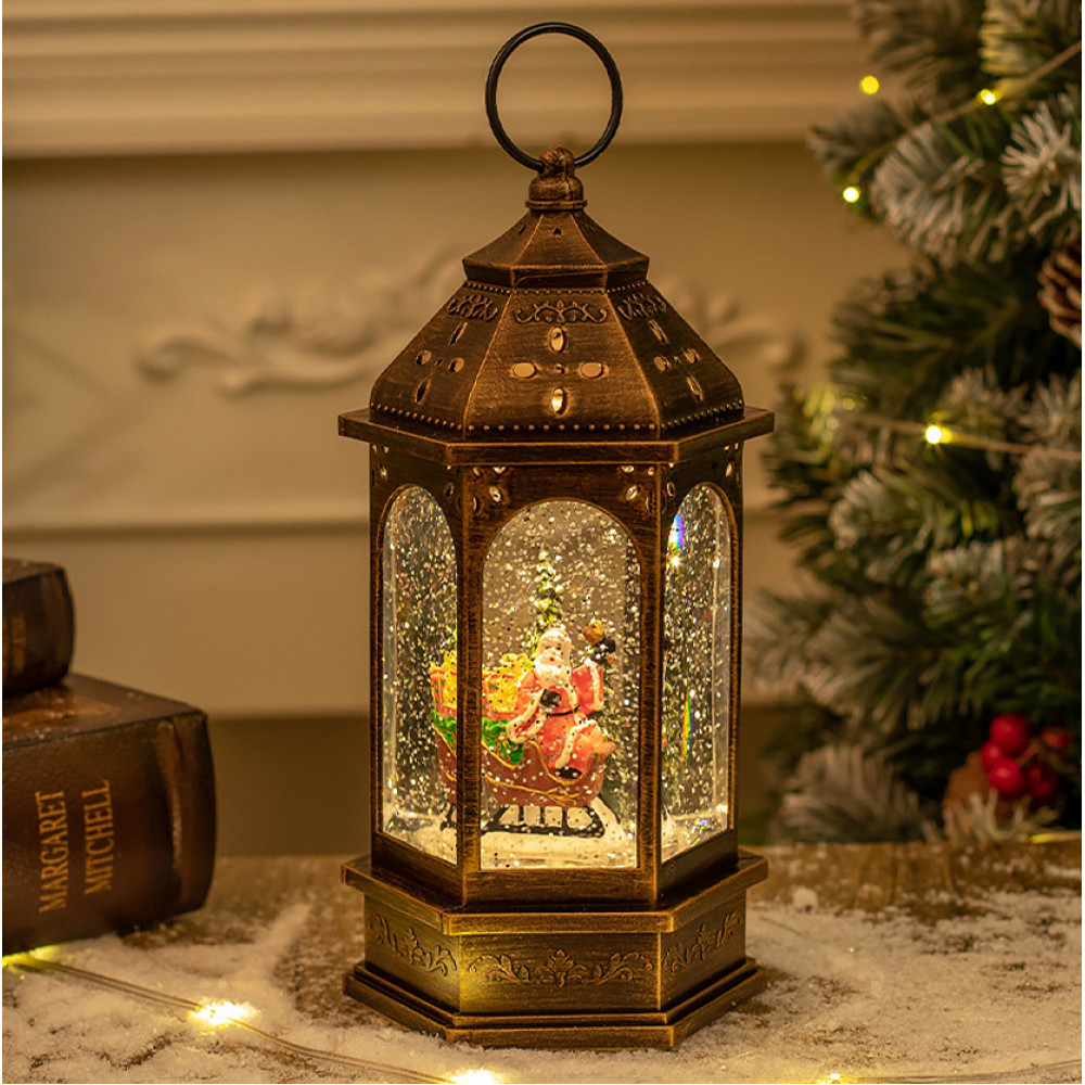 Декоративный фонарь новогодний 2024 12*12*24 см рождественское украшения для дома подвесной с подсветкой Дед Мороз