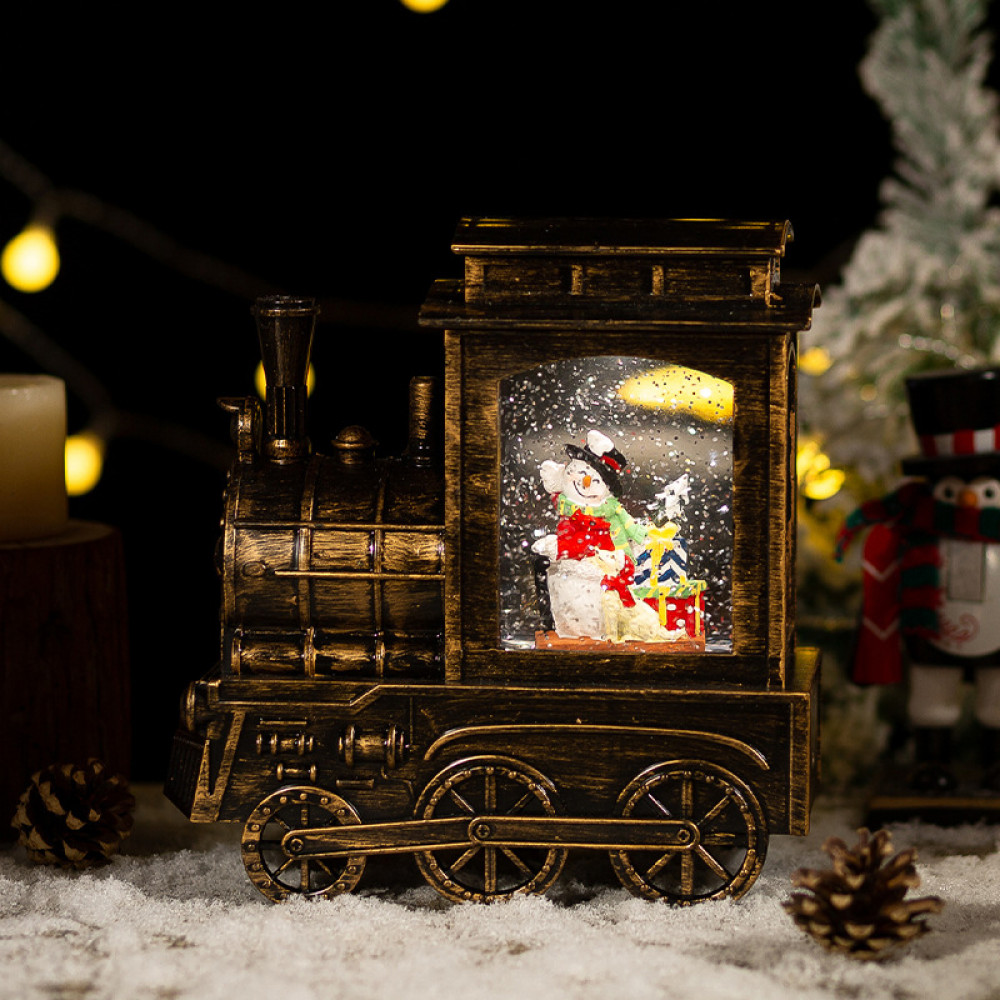 Декоративный подвесной фонарь новогодний Паравозик 17*8,5*17 см рождественское украшение для дома на батарейках Bronze