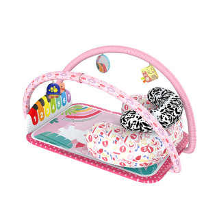 Детский развивающий интерактивный коврик SDZ-1817 музыкальный пианино с дугой и погремушками для младенцев Pony Pink